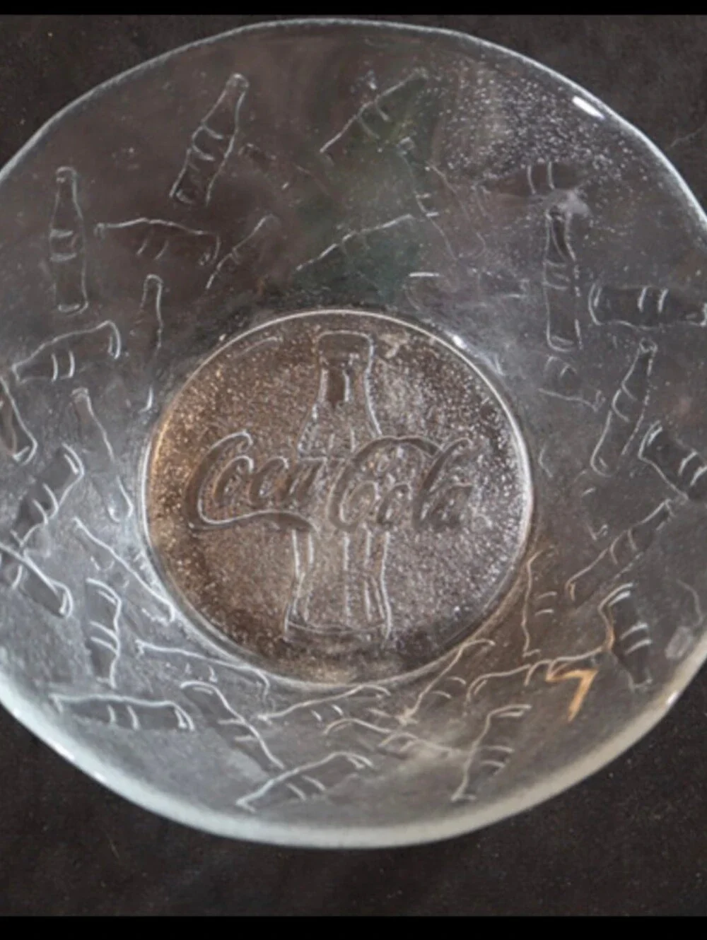 Vintage Arcoroc Coca Cola Embossed Glass Bowl Snack 6½“ Bowl